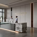Modern company front desk background wall reception area bar desk reception desk hall simple lobby 3d model