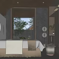 Luxury SPA Sauna Interior Design With Massage Bed Natural View And Soft Lighting