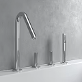 Modern Silver Faucet on White Countertop with Gray Wall Background and Small Spouts