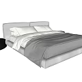 Double Bed with Soft Mattress White Pillows and Gray Duvet in Modern Design