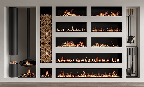 modern fireplace electronic fireplace atomized fireplace flame stove wood 3d model