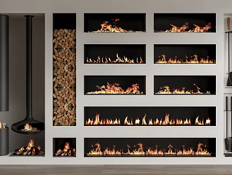 modern fireplace electronic fireplace atomized fireplace flame stove wood 3d model