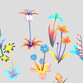 Colorful Different Types Of Garden Plants With Vibrant Flowers Green Leaves And Stems