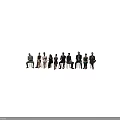 Diverse Group of People Seated on Wooden Chairs Clapping Hands Against Plain Light Background