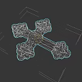 Intricate Cross Sculpture Carving with Detailed Floral Patterns and Ornate Design