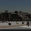 Vibrant Commercial Street Square Featuring Classical Buildings Fountain Street Lamps And Pedestrians