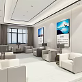 Hotel Public Lounge With Modern Design Comfortable Sofas And Floor To Ceiling Windows 3d model