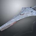 Sci Fi Spaceship Model With Textured Gray Exterior Red Accent And Weapon Structure 3d model