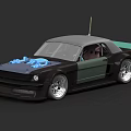 Custom Brown Green Car With Gray Roof Silver Wheels Antenna And Figure Inside