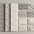 Decorative Patterned Tiles With Floral Plant Designs In Various Colors