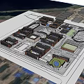 Aerial View of Modern School Buildings With Green Campus And Sports Fields