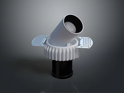 Modern Adjustable Head Recessed Lighting Fixture With White Body Black Base Heat Sink Design 3d model