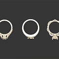 Three Elegant Gold Fashion Rings With Gemstone And Intricate Decorative Patterns