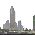 Elegant Modern High Rise Office Building With Glass Curtain Wall And Urban Skyline View