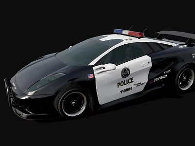 Modern Police Car with Roof Mounted Lights White And Black Exterior POLICE Branding On Side 3d model