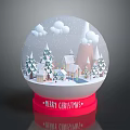 Christmas Snow Globe Home Decor With Snow Scene Trees Houses And Merry Christmas Base