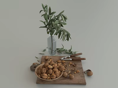 Modern Walnut Walnut Olive Food 3d model Modern Walnut Walnut Olive Food 3d model