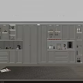 Modern White Wine Cabinet With Glass Doors And Display Shelves In Living Room