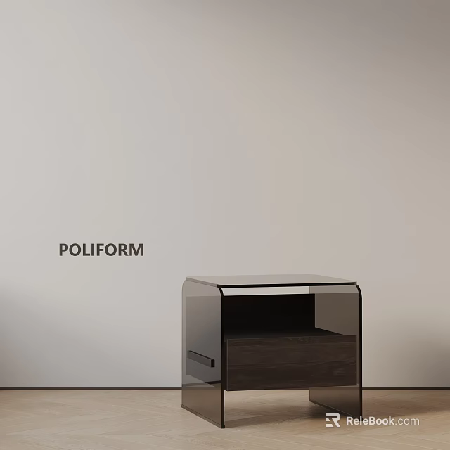 Poliform Modern Side Table With Glass Top And Wooden Base Design 3d model