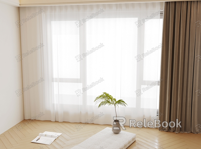 Modern Curtain Pleated Curtain Gauze Curtain model