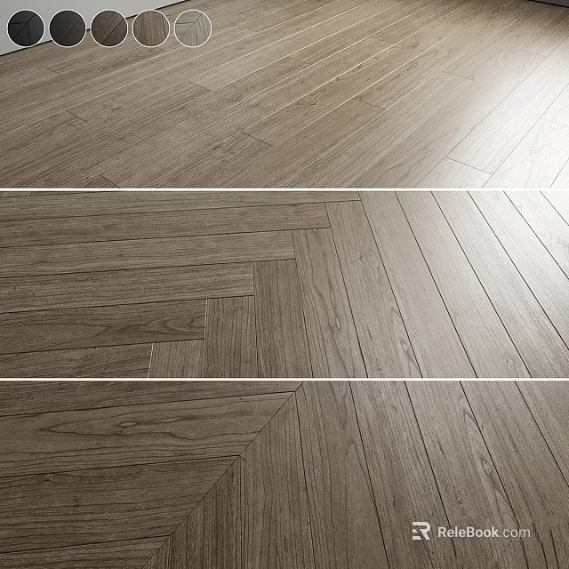 Natural Wooden Flooring With Herringbone Pattern And Straight Lay Modern Design 3d model 
