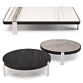 Functional Tables with Rectangular Round Shapes Marble Wood Grain Tops Silver Metal Legs Black Frames 3d model