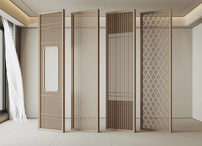 New Chinese-style screen partition 3d model