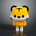 Cute Cartoon Tiger Character With Yellow Body Black Stripes White Face And Black Ears
