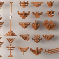 Chinese ancient building components bucket arch mortise and tenon structure bucket arch composite building structure 3d model