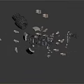 Cosmic Spacecraft Debris Scattered With Broken Mechanical Parts And Fragments