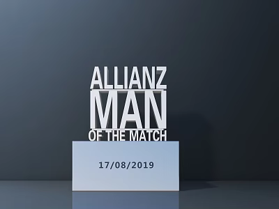 Allianz Man of the Match Trophy Sculpture with Engraved Text and 17 August 2019 Date 3d model