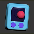 Colorful Game Joystick With Pink Ball Top Blue Base And Purple Buttons