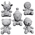 Festive Christmas Stuffed Toys Including Reindeer Gingerbread Man Santa Snowman And Bear With Scarves