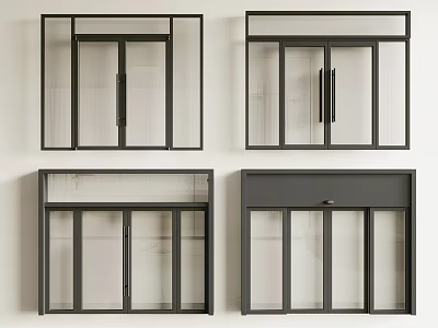 Modern Double Doors Design With Glass Panels Black Frames And Varied Styles 3d model