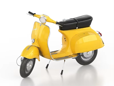 Yellow Vintage Motorcycle with Black Seat and Classic Retro Design Details 3d model