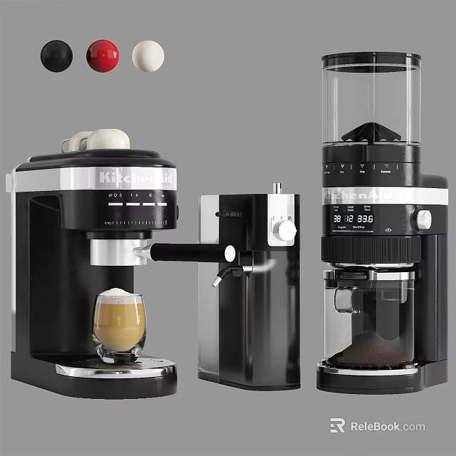 Modern Black Espresso Coffee Maker With Milk Frother For Home Kitchen Use 3d model 