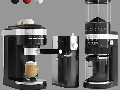 Modern Black Espresso Coffee Maker With Milk Frother For Home Kitchen Use 3d model