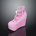 Pink Platform Wedge High Heels With Strappy Design And Decorative Cutouts