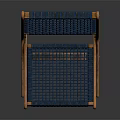 Modern Leisure Chair With Blue Woven Seat And Wooden Frame Design