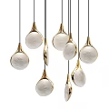 Modern Elegant Pendant Lights With Gold Metal And White Glossy Dropshape Design