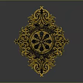 Golden Intricate Carved Design With Diamond Shape And Circular Center Pattern 3d model