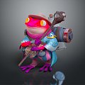 Modern game character frog cartoon frog anime frog traveler 3d model