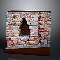 Rustic Stone Masonry Structure With Colorful Blocks Arched Opening And Brown Base 3d model