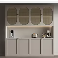 Nordic Sideboard Rattan Sideboard Coffee Maker Bread Machine Water Dispenser 3d model