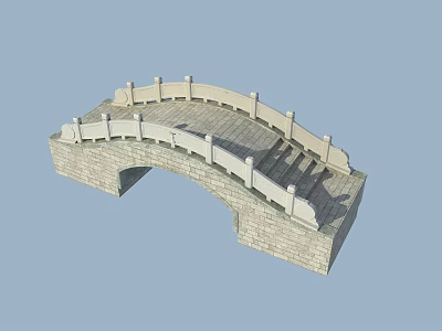 Traditional Stone Arch Bridge With Classic Railings And Elegant Stone Structure 3d model