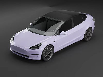 Modern Purple Tesla Car With Black Roof And Sleek Black Wheels Design 3d model