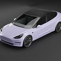 Modern Purple Tesla Car With Black Roof And Sleek Black Wheels Design