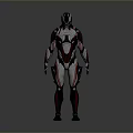 Futuristic Armored Robot Design With Silver Red Exoskeleton And Sleek Mechanical Body