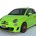 Bright Green Compact Car With Sporty Design Gold Alloy Wheels And Round Headlights