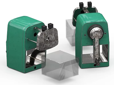 Two Green Industrial Mechanical Devices With Metal Components And Adjustment Knobs 3d model